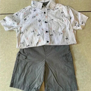 Boys Wonder Nation Size 8 Dress Shirt‎ and Gray Shorts Outfit
